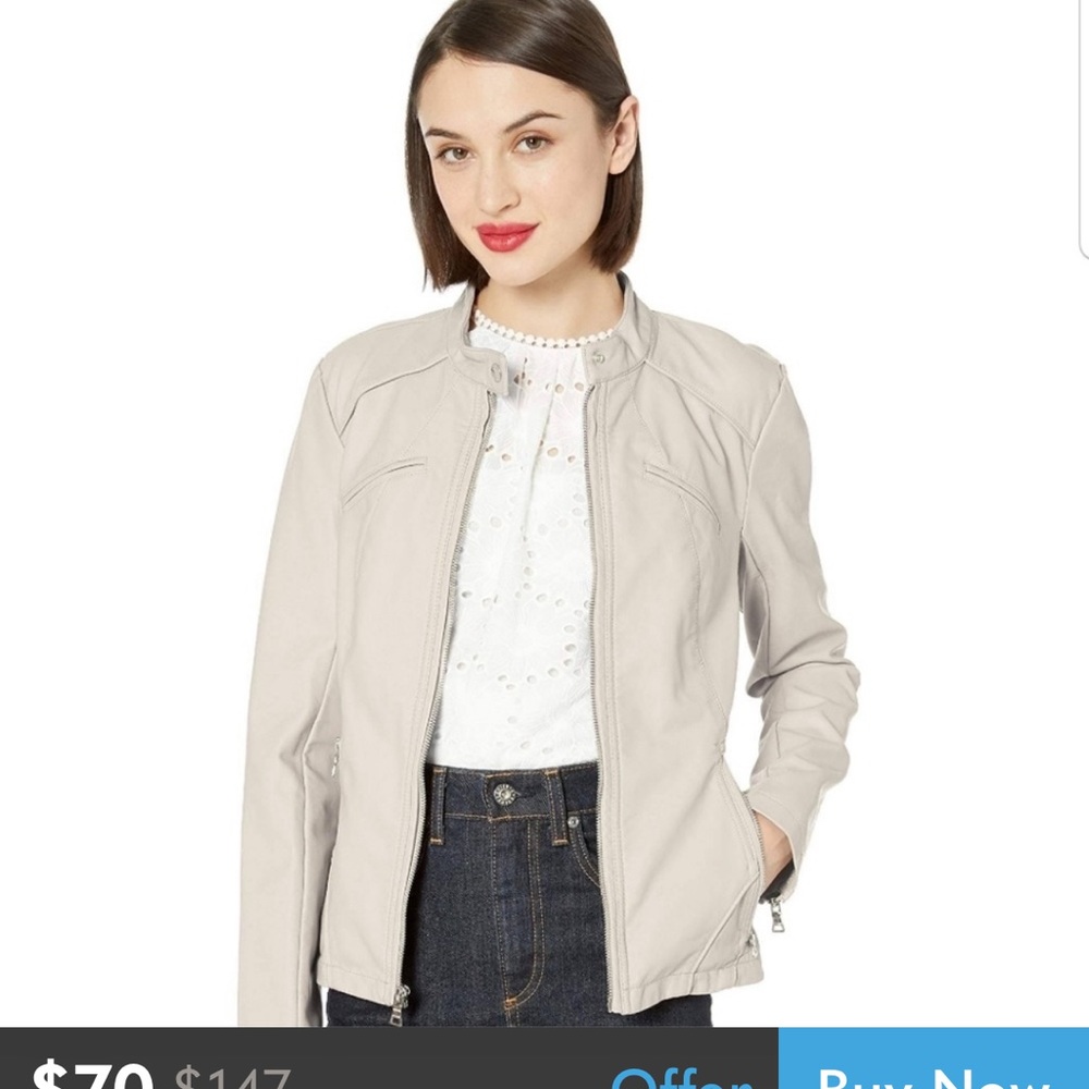 GUESS Womens faux leather zip jacket. Never worn.